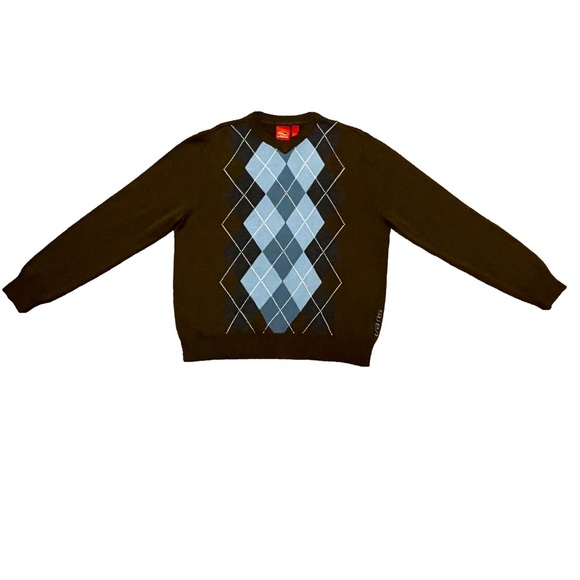 Vans Sweater Brown w/ Blue & White Argyle Men’s Size Medium - Picture 3 of 11